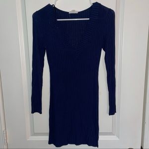 Dark Blue Long Sleeve Mini Dress